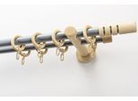 Gardinenstange GARESA "PEMPIA", beige (mattchromfarben, natur), L:340cm Ø:20mm, Holzwerkstoff, Metall, Gardinenstangen, Gardinenstange, Vorhanggarnitur, verlängerbar, Knopf m.Ausschnitten, mit Ringen