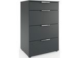 Schubkastenkommode WIMEX "Level by fresh to go", grau (graphit), B:54cm H:84cm T:41cm, Holzwerkstoff, Sideboards, Schubkastenkommode, 4 Schubladen mit soft-close Funktion, 54cm breit, 84cm hoch