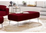 Polsterhocker W.SCHILLIG "run", rot (merlot w82), B:150cm H:46cm T:60cm, Flachgewebe W82 Q2 (74% Polyacryl, 26% Polyester), Hocker, Polsterhocker, mit elegantem Holzsockel, Füße in Silber matt, Breite 150 cm