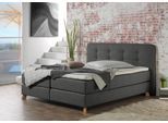 Boxspringbett HOME AFFAIRE "Cecina", grau (anthrazit), B:182cm L:210cm, Struktur fein (100% Polyester), Komplettbetten, Boxspringbett, in 5 Breiten, 3 Ausführungen, 2 Härtegrade, Knopfheftung, Topper
