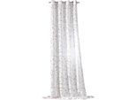 Vorhang WECKBRODT "Mila" Gr. 1, gelb, B:140cm H:245cm, Polyester, Gardinen, Vorhang, Leinen-Optik, transparent, mit floralem Digitaldruck, Gardine, Store