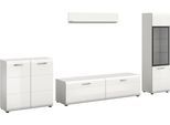 Wohnwand HOME AFFAIRE "FLORENZ, 4-teilige Wohn-Kombination, hochwertige MDF-Front", weiß hochglanz tiefzieh, B:305cm H:160cm T:41cm, Holzwerkstoff, Kastenmöbel-Sets, Wohnwand, Wohn-Kombination, Wohnzimmer-Möbel, Wohnzimmer,Kombination, Kombi