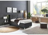 Boxspringbett, grau (feinstrukturstoff anthrazit), Kaltschaum-Topper, Liegefläche B/L: 100cm x 200cm, H2 + H2, 7-Zonen-Kaltschaummatratze, Bezug Unterbox und Kopfteil: Feinstrukturstoff (77% Polyester, 23% Viskose);Bezug Obermatratze 100% Polyester, waschbar bis 60C, WESTFALIA SCHLAFKOMFORT, Komplettbetten, Boxspringbett, in diversen Ausführungen