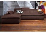 Ecksofa EXXPO - SOFA FASHION "Salerno, Funktionssofa, Breite 280cm, hoher Sitzkomfort, L-Form", braun (dunkelbraun), B:280cm H:77cm T:170cm, Microfaser-Primabelle (100% Polyester);NaturLEDER;Kunstleder;Lederfaserstoff;Luxus-Microfaser Lederoptik, Sofas, Ecksofa, inkl. Kopf- und Armteilverstellung, wahlweise mit Bettfunktion
