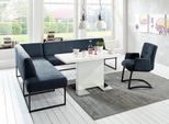 Eckbank EXXPO - SOFA FASHION "Affogato, hoher Sitzkomfort, bequem", blau (navy), B:197cm H:82cm T:265cm, Struktur: Webvelour 100% Polyester, Sitzbänke, Eckbank, Frei im Raum stellbar