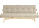 Schlafsofa KARUP DESIGN "Folk", beige, B:190cm H:90cm T:130cm, 80% Baumwolle + 20% polyester, Sofas, Schlafsofa, aus massiven Kiefernholz, inkl. Futonmatratze