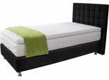 Boxspringbett, schwarz, B:105cm L:210cm, Microvelours (100% Polyester);Strukturstoff (77% Polyester und 23% Viskose);Bonnell-Federkern-Matratzenbezug: 100% Polyester;Kaltschaum-Matratzenbezug: Frottee 100% Polyester, WESTFALIA SCHLAFKOMFORT, Komplettbetten, Boxspringbett