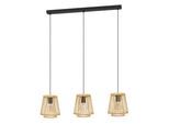 EGLO Hängeleuchte "HYKEHAM", schwarz (schwarz natur), 3, H: 110cm, 1 Stk., Leuchten, Holz Esszimmerlampe, Bambus in Natur, Hängeleuchte mit E27 Fassung, Hängeleuchte