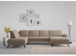 Wohnlandschaft SIT & MORE "Fashion U-Form", grau (taupe), B:338cm H:84cm T:207cm, Sofas, Wohnlandschaft, wahlweise mit Kopfteilverstellung, Vorziehsitz, motorisch, Metallfüße