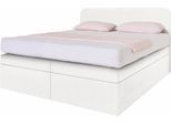 Boxspringbett, weiß, B:145cm L:212cm, Box und Kopfteil: Microvelours (100% Polyester) oder Kunstleder (Polyurethan);Bezug der Obermatratze: 100% Polyester, WESTFALIA SCHLAFKOMFORT, Komplettbetten, Boxspringbett, wahlweise mit Bettkasten