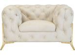 Chesterfield-Sessel HOME AFFAIRE "Amaury Sessel", beige, B:125cm H:75cm T:97cm, Struktur (100% Polyester9;Samtoptik (100% Polyester), Sessel, Chesterfield-Sessel, aufwändige Knopfheftung, moderne Chesterfield Optik, Fußfarbe wählbar
