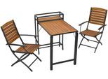 Balkonset MERXX "Santorin", grau (graphit, natur), Aluminium, Massivholz, Sitzmöbel-Sets, Balkonset