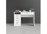 Schreibtisch INOSIGN "Function Plus, Arbeitstisch, Bürotisch, staurum, minimalistisch", weiß, B:109,3cm H:75,6cm T:48,5cm, Tische, Schreibtisch, mit 4 Schubladen,1 Einlegeboden, zeitlos, 1 offenes Fachbreite 110 cm