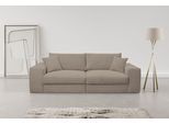 Big-Sofa WERK2 "Rozzana Mega Sofa mit viel Platz, aktuelle Bezüge. Breite 246cm", beige (greige), B:246cm H:82cm T:105cm, 90% Polyester, 10% Nylon, Sofas, Big-Sofa, mit losen Rückenkissen, gemütlich, in Cord, Breitcord und Plüsch Bezug
