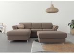 Ecksofa SIT & MORE "Apulia L-Form", grau (taupe), B:250cm H:78cm T:185cm, Webstoff (100% Polyester);Struktur weich (90% Polyester, 10% Polyamid);Luxus-Microfaser Euphoria (100% Polyester);Samtoptik (100% Polyester), Sofas, Ecksofa, wahlweise Bettfunktion, Bettkasten und Kopf- und Armteilverstellung