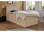 Boxspringbett HAPO, beige (beige, strukturstoff), Liegefläche B/L: 100cm x 200cm, kein Härtegrad, Bonnell-Federkernmatratze, Kopfteil, seitliche Unterbox und Obermatratze sind mit pflegeleichtem Feinstrukturstoff in Leinenoptik (100% Polyester) oder Kunstleder bezogen;Die Oberseite der Unterfederung und die Ober- und Unterseite der Obermatratze sind jeweils mit einem rutschhemmenden Stoff aus 100%