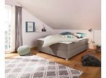 Boxbett HOME AFFAIRE "Alexis", braun (hellbraun), B:180cm L:200cm, Struktur fein (100% Polyester), Komplettbetten, Boxbett, ohne Kopfteil - ideal für Räume mit Dachschrägen; in 4 Breiten