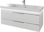 Waschtisch SAPHIR "Serie Balto Mineralmarmor-Waschtisch mit Unterschrank, 123 cm breit", weiß (weiß hochglanz, weiß hochglanz), B:123cm H:55,6cm T:50,8cm, Waschtische, Waschtisch, Waschplatz mit 2 Schubladen, Badschrank in verschiedenen Ausführungen