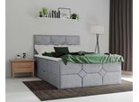 Boxspringbett HOME AFFAIRE "Ambre", grau (hellgrau), B:141cm L:210cm, Komplettbetten, Boxspringbett, mit Taschen-Federkernmatratze