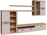 Wohnwand FORTE, beige (artisan eiche, kashmir beige), B:300cm, Dekorfolie, Glas, Holzwerkstoff, Kastenmöbel-Sets, Wohnwand, B/H/T 300/22,9/41 cm