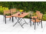 Garten-Essgruppe MERXX "Schloßgarten", braun, B:59,5cm H:87cm T:56cm, FSC-zertifiziertes Massivholz, Stahl, Sitzmöbel-Sets, Garten-Essgruppe, 4 Stapelsessel mit Klapptisch