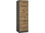 Kühlumbauschrank KOCHSTATION "KS-Trier", grau (wotaneiche, grafit), B:60cm H:200cm T:60cm, Holzwerkstoff, MDF, Schränke, Kühlumbauschrank, Breite 60 cm