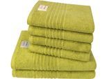 Handtuch Set DYCKHOFF "Nature", grün (kiwi), 6 Stk., Frottier, Frottier, Obermaterial: 100% Baumwolle, Handtuch-Sets, Handtuch Set, 6er Set: 4x Handtücher, je 50 x 100 cm & 2x Badetuch 70 x 140 cm