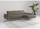 Ecksofa HOME AFFAIRE "Caluna", grau (delphine), B:280cm H:81cm T:174cm, Sofas, Ecksofa, Inkl.Sitztiefenverstellung, wahlweise mit Kopf- und Armteilverstellung