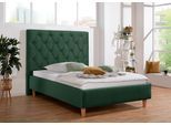 Polsterbett HOME AFFAIRE "Sunley 140", grün, B:163cm L:210cm, Struktur (100% Polyester);Samtstoff (100% Polyester), Betten, Polsterbett, Kreuzsteppung, Kopfteilhöhe 142 cm, ohne oder mit Matratze/Lattenrost