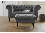 Hocker HOME AFFAIRE "Tinnum", grau, B:68cm H:45cm T:52cm, Luxus-Microfaser Vintageoptik (66% PU, 27% Polyester, 7% Baumwolle);Struktur weich( 97% Polyester, 3% Polyacryl), Hocker, Hocker