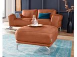 Hocker W.SCHILLIG "montanaa", braun (cognac z69), B:71cm H:42cm T:71cm, Hocker, Hocker, mit Metallfüßen in Chrom glänzend, Breite 71 cm