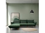 Ecksofa DOMO COLLECTION "Leuven modern mit schmalen Armlehnen, Breite 282 cm, L-Form", grün, B:282cm H:86cm T:159cm, 100% Polyester, Sofas, Ecksofa, angenehm feste Polsterung, bodenfrei, 19 cm hohe Holzfüße