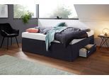 Boxspringbett, schwarz, B:180cm L:200cm, Bezug Bett: Feinstrukturstoff (77% Polyester, 23%Viskose) oder Microfaser (100% Polyester);Bonnellfederkernmatratze: 100%Polyester;Kaltschaummatratze: 100% Polyester, Bezug abnehm- und waschbar bis 60C, WESTFALIA SCHLAFKOMFORT, Komplettbetten, Boxspringbett, mit integrierter Schublade, frei im Raum stellbar