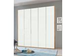 Kleiderschrank WIMEX "Level by fresh to go", braun (plankeneichefarben, weißglas), B:250cm H:216cm T:58cm, Schränke, Kleiderschrank, Türen vollflächig mit farbigem Glas