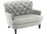 1,5-Sitzer "Leo", grau (silbergrau), B:111cm H:86cm T:95cm, 100% PES, ATLANTIC HOME COLLECTION, Sofas, 1 5-Sitzer, XXL-Sessel mit Taschenfederkern und Samtveloursbezug