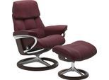 Relaxsessel STRESSLESS "Ruby", rot (bordeaux batick), B:78cm H:100cm T:76cm, Leder PALOMA: durchgefärbtes Semianilin-Möbelleder;Leder BATICK: durchgefärbtes und genarbtes Möbelleder, Sessel, Relaxsessel, mit Signature Base, Größe M, Gestell Eiche, Wenge, Braun & Schwarz