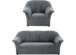 Polstergarnitur DOMO COLLECTION "Pegnitz zeitlos und elegant", grau, Chenille-Optik, 95% Polyester, 5% Nylon, Sitzmöbel-Sets, Polstergarnitur, Sessel und 3-Sitzer