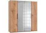 Kleiderschrank WIMEX "Level by fresh to go", braun (plankeneichefarben), B:200cm H:216cm T:58cm, Schränke, Kleiderschrank, mit Spiegeltüren