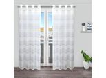 Gardine DECOLIFE "Hani" Gr. 1, grau (anthrazit, weiß), B:135cm H:245cm, Wirkware, Polyester, Gardinen, Gardine, Ösenschal Hani weiß-grau gestreift