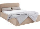 Polsterbett, beige (dunkelbeige), B:150cm L:210cm, Bezug Bett: wahlweise Microfaser (100% Polyester), Strukturstoff (77% Polyester, 23% Viskose) oder Kunstleder;Bonnell-Federkernmatratze: Mischgewebe (51% Polyprophlen, 39% Polyester, 10% Baumwolle);Kaltschaummatratze: Frottee (100% Polyester), Bezug abnehm- und waschbar bis 60C, WESTFALIA SCHLAFKOMFORT, Betten, Polsterbett, inkl. Bettkasten bei Au