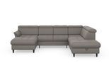 Wohnlandschaft SIT & MORE "Marano U-Form", grau (grau 38), B:304cm T:216cm, 100% Polyester, Sofas, Wohnlandschaft, inklusive Kopfteilverstellung, wahlweise mit Bettfunktion, Bettkasten