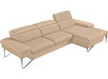 Ecksofa EGOITALIANO "Princess, elegantes Designsofa mit erstklassigem Sitzkomfort, L-Form", beige (champagner), B:282cm H:95cm T:168cm, Leder »BULL« (echtes Rindsleder). Geschliffenes, pigmentiertes und behandeltes Rindsleder mit einer Dicke von 1, 3-1, 5 mm. Dieses Leder zeigt eine ziemlich weiche Hand mit einem halb undurchsichtigen Aussehen. Es handelt sich um ein geschütztes Leder. Eine leicht