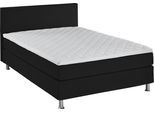 Boxbett "Edison", schwarz, B:140cm L:209cm, Bezug Bett: Strukturstoff (65% Polypropylen, 35% Polyester), ATLANTIC HOME COLLECTION, Komplettbetten, Boxbett, inkl. Bonnellfederkern-Matratze und Topper