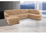 Wohnlandschaft SIT & MORE "Savoni U-Form", braun (cappuccino), B:334cm H:90cm T:206cm, NaturLEDER (echtes Rindsleder) in Sitz und Rücken. Korpus in passendem Kunstleder SOFTLUX bezogen;Luxus-Microfaser (100% Polyester);Struktur ( 100% Polyester);Luxus-Microfaser ALTARA NUBUCK (100% Polyester), Sofas, Wohnlandschaft, wahlweise mit Bettfunktion