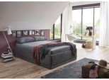 Polsterbett "Texel", schwarz, B:146cm H:42cm L:206cm, Bezug Bett: Veloursstoff 100% Polyester;Bonnell-Federkernmatratze: 51% Polypropylen, 39% Polyester und 10% Baumwolle;Kaltschaummatratze: 100% Polyester, Bezug abnehm- und waschbar bis 60C;Kissenbezug: 100% Polyester, Füllung : 100% Polyester (Hohlfaser), WESTFALIA SCHLAFKOMFORT, Betten, Polsterbett, Komforthöhe mit Zierkissen, Bettkasten bei Au