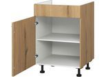 Kochfeldumbauschrank KOCHSTATION "KS-Trea KBL60", braun (eiche astig), B:60cm H:75cm T:56cm, Schränke, Kochfeldumbauschrank, mit einem Einlegeboden, Breite 60 cm, Höhe 75 cm