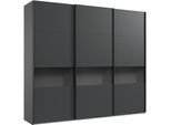 Schwebetürenschrank WIMEX "Easy Plus, Kleiderschrank Made in Germany", schwarz (graphit, rauchglas holmtüren graphit), B:270cm H:236cm T:65cm, Holzwerkstoff, Schränke, Schwebetürenschrank, mit Glaseinsatz/ Rauchglas, viele Breiten zur Auswahl, schwarze Griffe