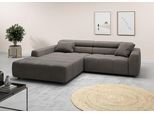 Ecksofa 3C CANDY "Denver auch mit Cord- und Easy care-Bezug, Kopfteilverstellung L-Form", grau, B:258cm H:68cm T:217cm, 95% Polyester, 5% Nylon, Sofas, Ecksofa, wahlweise. mit motorischer Sitztiefenverstellung