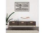 Lowboard ANDAS, schwarz (schwarz, messing), B:150cm H:40cm T:44cm, Sideboards, Lowboard, Kommode, Holzfurnier aus Walnussbaum, skandinavisches Design