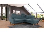 Ecksofa HOME AFFAIRE "Palmera L-Form, B: 236 cm", blau (blaugrau), B:236cm H:89cm T:212cm, 100% Polyester;Struktur (100% Polyester);Luxus-Microfaser in Lederoptik (100% Polyester), Sofas, Ecksofa, optional Bettfunktion & Bettkasten, Federkern